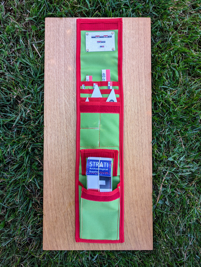 Load image into Gallery viewer, Open CANOMA 40 cm CANVAS photo scale kit with magnetic scales and north arrows in a green Strati roll case