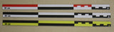 Three flat 30cm archaeological scales showing red-white-black, black-white and black-yellow color options. Anti-scratch aluminum finish.