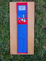 Open CANOMA 40 cm black-white archaeological photo-scale kit with north arrows in blue-red case on wood