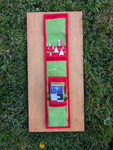 Open CANO 40 cm CANVAS photo scale kit with folded scales in a green and red Strati roll case