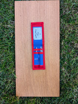 Open Strati Minimix+ red and blue case with small photo scales and accessories on wood over grass