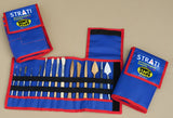 SCADS three-section archaeology tool case shown open and closed with brushes, picks and trowels on beige background
