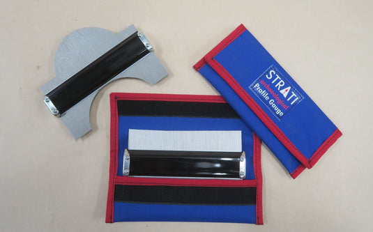 15 cm stainless steel contour profile gauge with blue Strati protective case and red trim