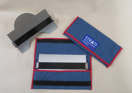 30 cm stainless steel contour profile gauge with blue Strati protective cases and red trim