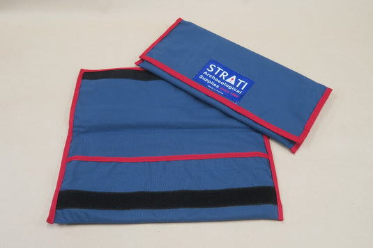 Blue Strati protective case for a 30 cm contour profile gauge with red trim and black fastener